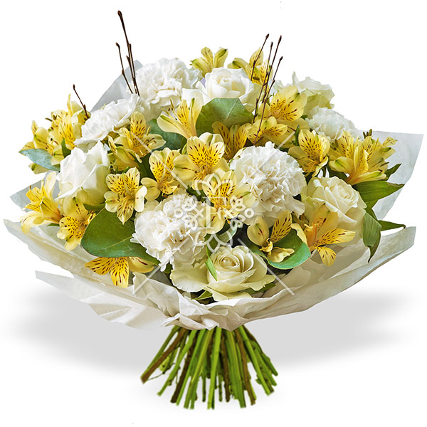 Лунный свет - букет из альстромерии, гвоздик и роз